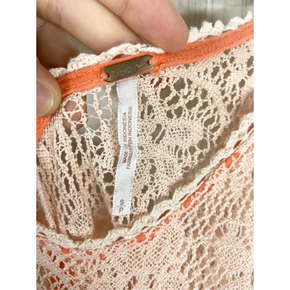Free People Women's Pink Daydream Baby Doll Boho Crochet Lace Tank Top Small - Picture 4 of 5